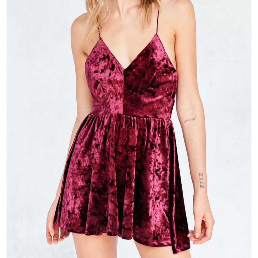 Wine Velvet Romper